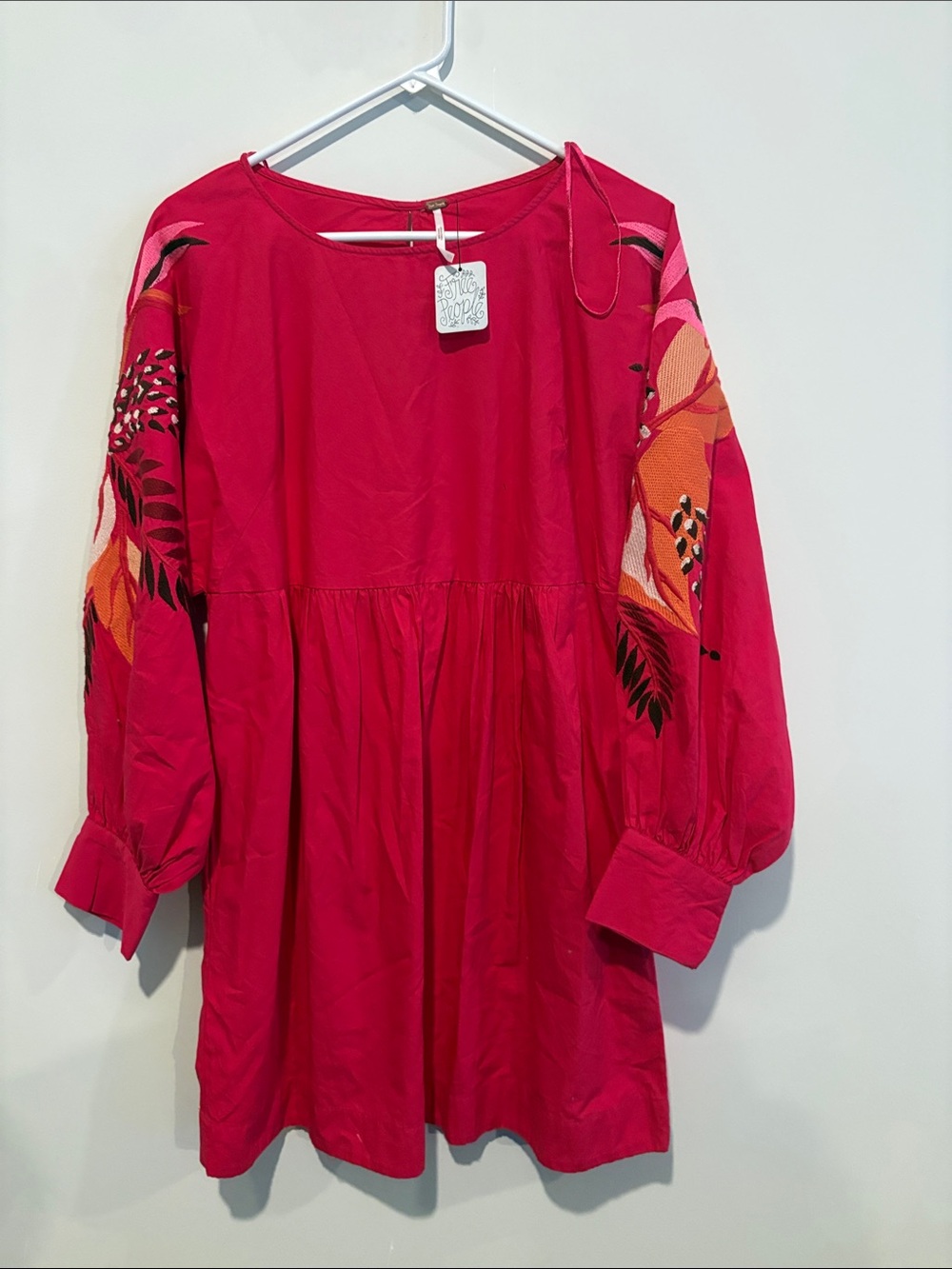 Free people Embroidered Pink Peasant Dress